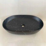 Rounded Matt Black Marble Wash Basin - Image 2