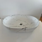Rounded Matt White Marble Wash Basin - Image 2